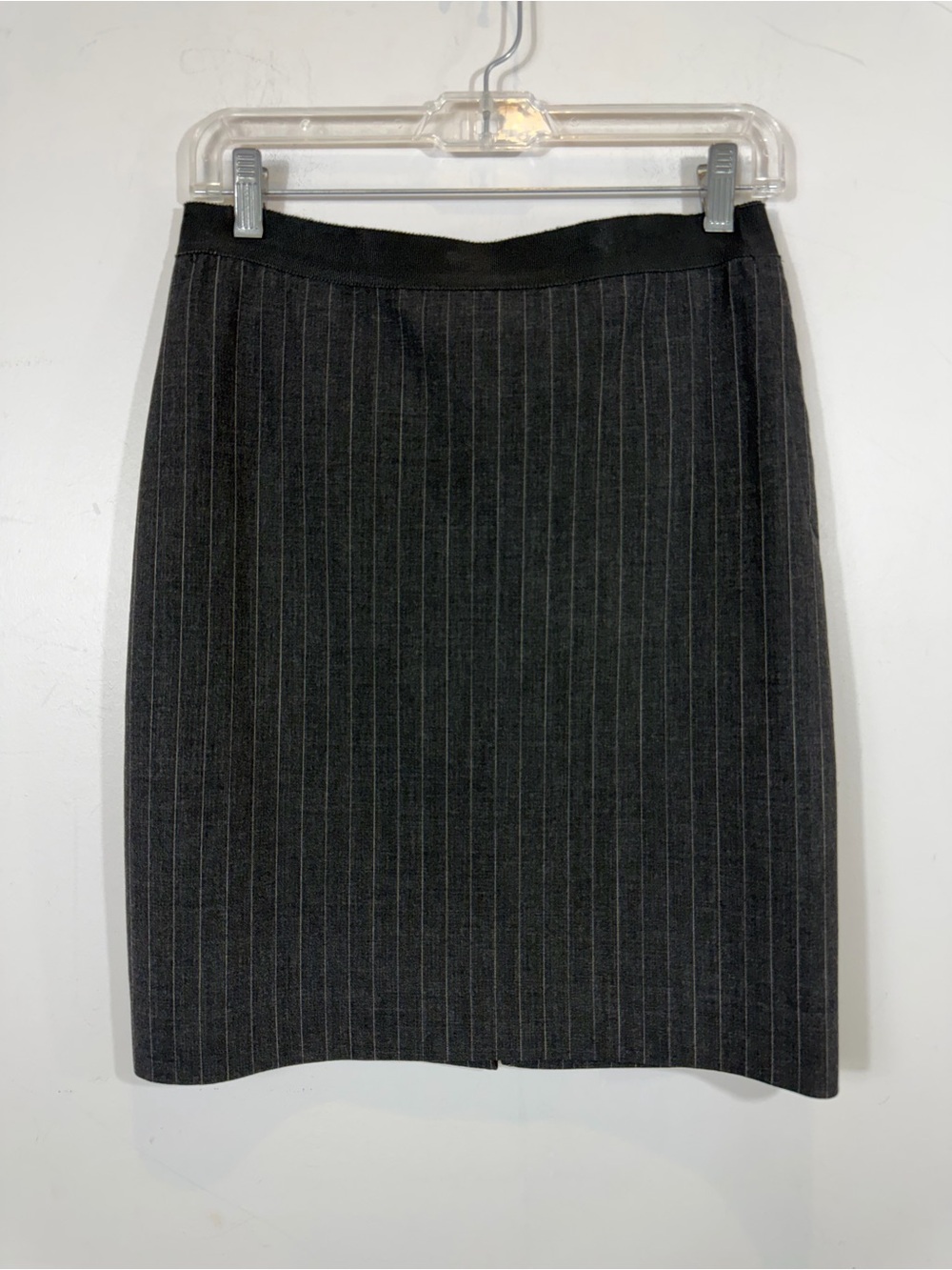 Jean Paul Gaultier Femme Gray Pinstripe Virgin Wool Pencil Skirt US 8 IT 42